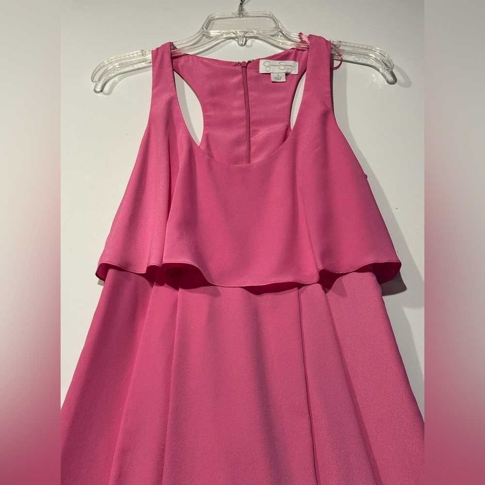 Jessica Simpson Size 2 Pink Ruffle Lined Knee Length Preppy Dress